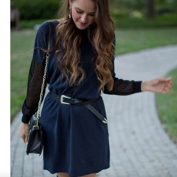 ASOS Dresses & Skirts - ASOS navy dress with sheer black sleeves